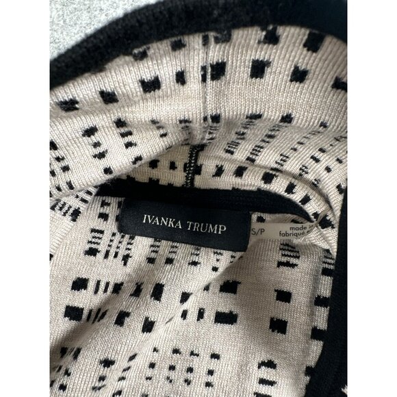 Ivanka Trump Womens Small Black Cream Open Front Cardigan Long Sleeve Abstract - Picture 2 of 16
